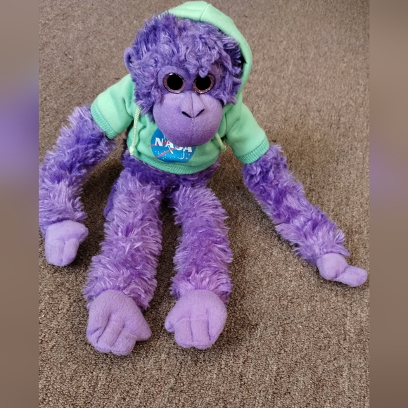 -The Petting Zoo Purple Hanging Monkey 1994 NASA Green Hoodie Plush 18in - Picture 3 of 16